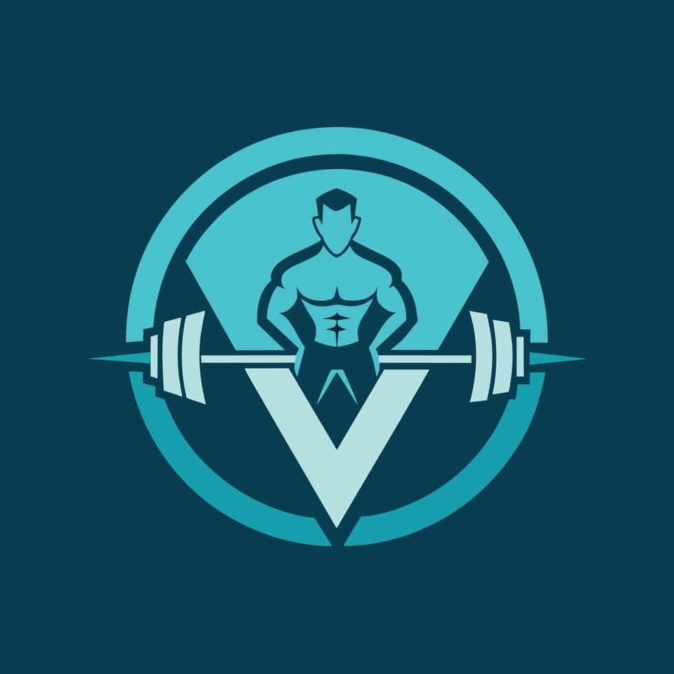 A man is holding a barbell inside a circle, showcasing strength and fitness training, Craft a minimalist design that captures the essence of a modern fitness club vector