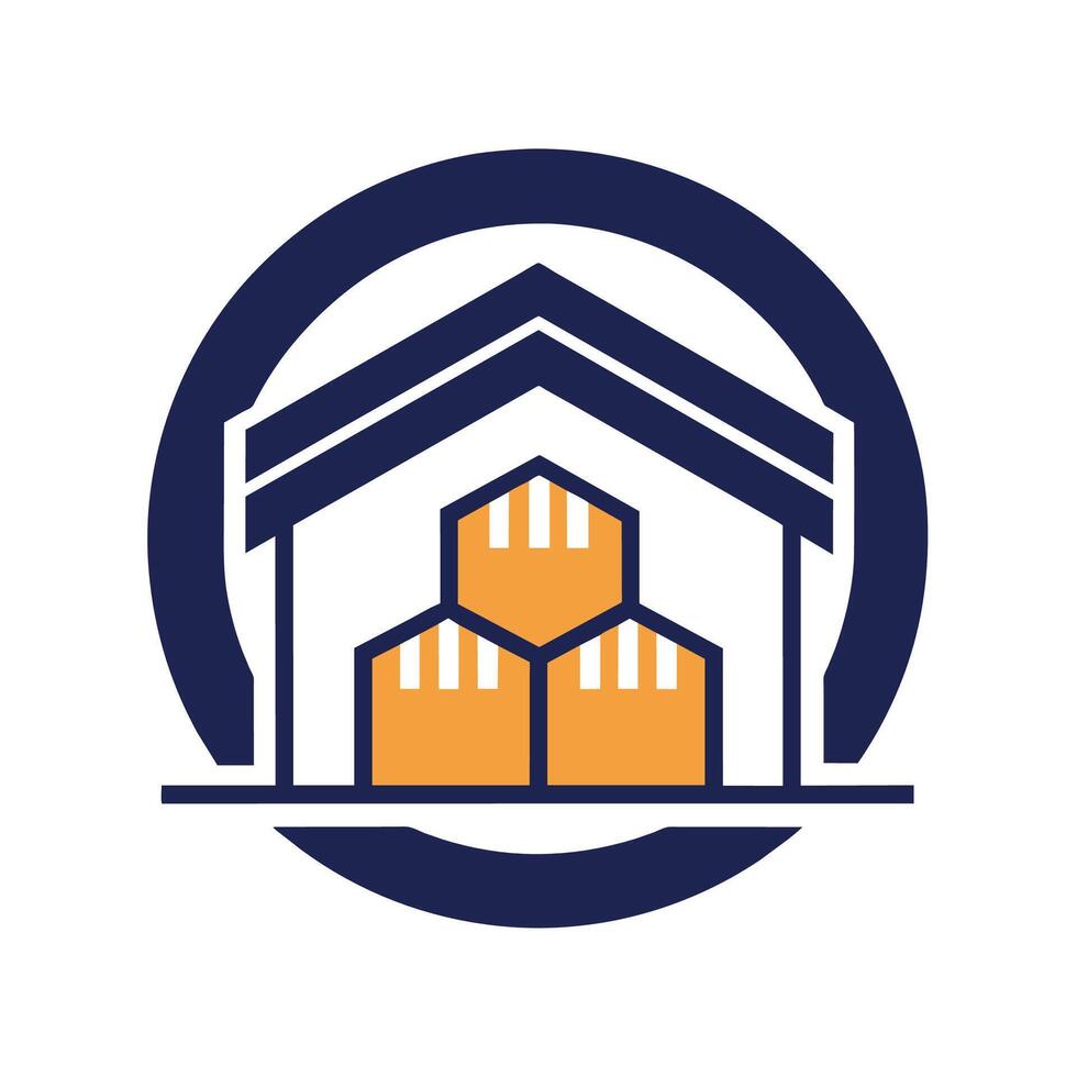 A logo design representing a building company, symbolizing construction and innovation, A simple icon that communicates the concept of warehousing and inventory management vector