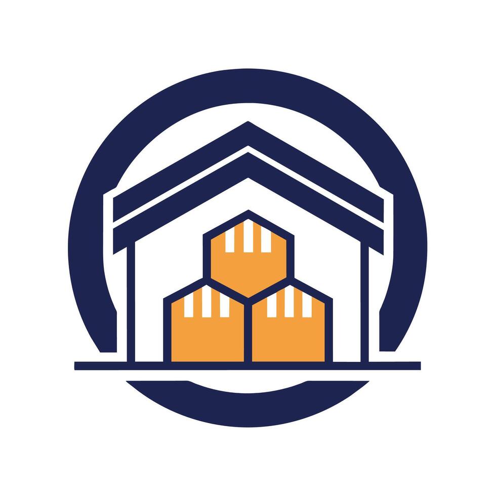 A logo design representing a building company, symbolizing construction and innovation, A simple icon that communicates the concept of warehousing and inventory management vector