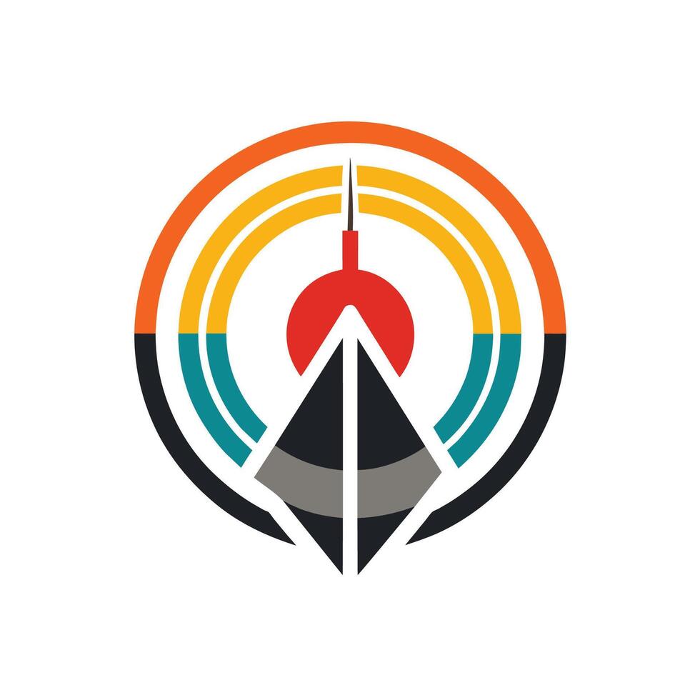 A logo featuring a boat enclosed within a shape, Create a design inspired by the concept of broadcasting, minimalist simple modern logo design vector