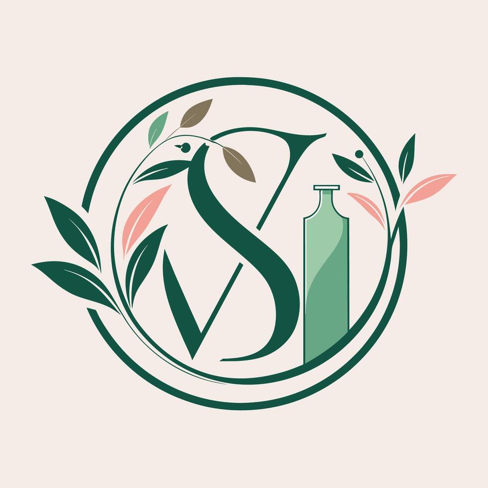 un logo diseño para un flor comercio, presentando un sencillo aún elegante diseño incorporando el tiendas inicial, un simple, elegante diseño incorporando el iniciales de un protección de la piel marca vector