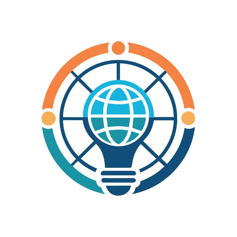 un moderno ligero bulbo con un miniatura globo adentro, representando global conectividad y innovación, arte un moderno, minimalista logo para un global consultante firma con un atención en innovación vector