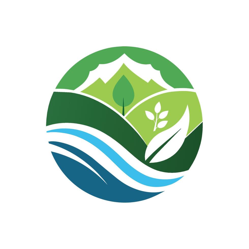 Logo design in green and blue colors for a water company symbolizing freshness and purity, Design a logo that symbolizes the importance of environmental conservation vector