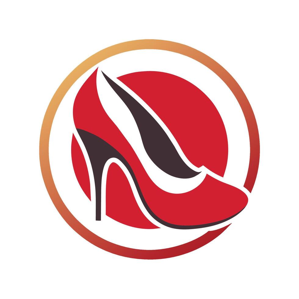 A classic red high heel shoe with a high heel, prominently showcased, Design a minimalist logo featuring a classic pair of high heels vector