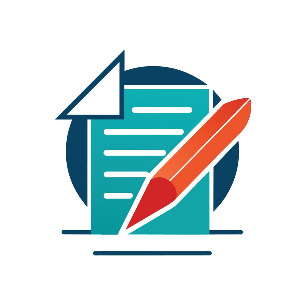 A check mark is drawn on a sheet of paper next to a pen, representing completion or approval of a task, Design a simple logo for a contract drafting tool, minimalist simple modern logo design vector