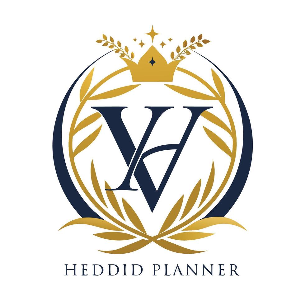 A sleek and simple logo design for a high-end wedding planning company, featuring the text Heddd Planner in an elegant font, Design a sleek and simple logo for a high-end wedding planner vector