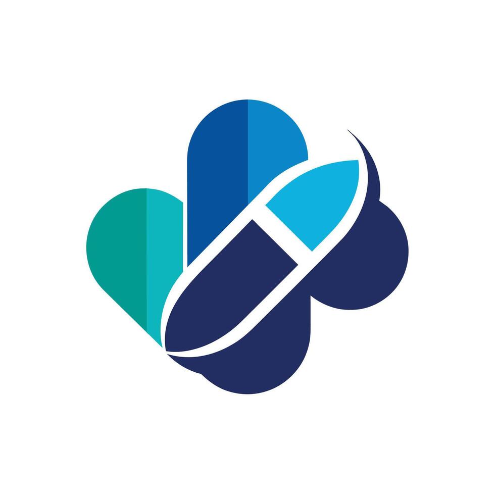 pulcro y moderno azul y verde logo diseño para un compañía, simbolizando el fa, crear un pulcro y moderno logo simbolizando el farmacéutico industria vector