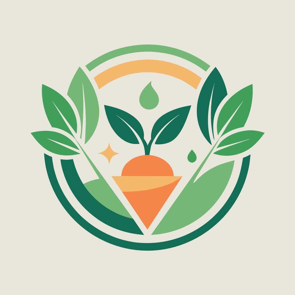 A clean and modern logo featuring green and orange colors with leaf designs, Design a modern and clean logo for a cloud computing service vector