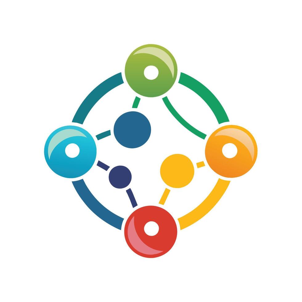 A group of individuals linking hands to form a circle, displaying unity and connection, Develop a logo that captures the essence of sharing information vector