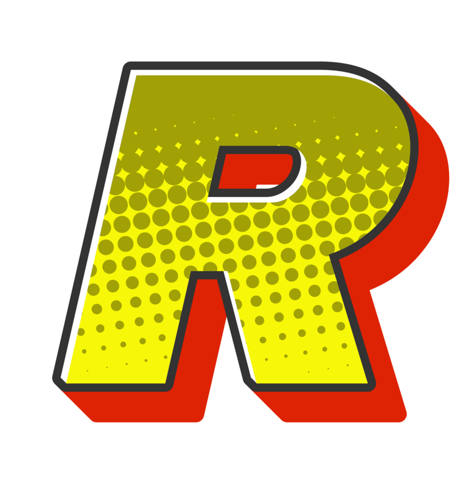 Comic Halftone Alphabet Letter and Number png
