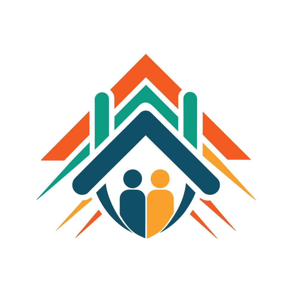 A house filled with a smiling family enjoying time together, Generate a simple icon for a community initiative aimed at reducing homelessness vector