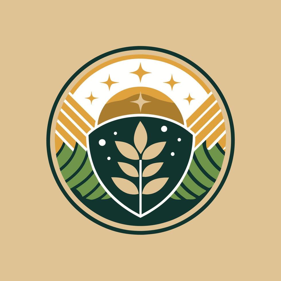 Logo design featuring a shield in green and yellow colors, Develop a modern logo for a trendy coffee shop, minimalist simple modern logo design vector