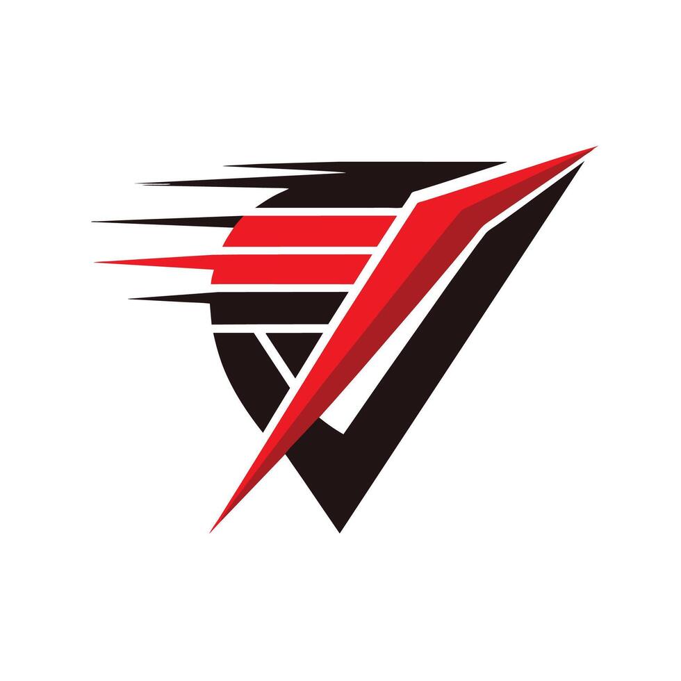 Minimalist logo design in black and red colors on a white background, Develop a minimalist logo that conveys speed and precision, without being overly detailed vector