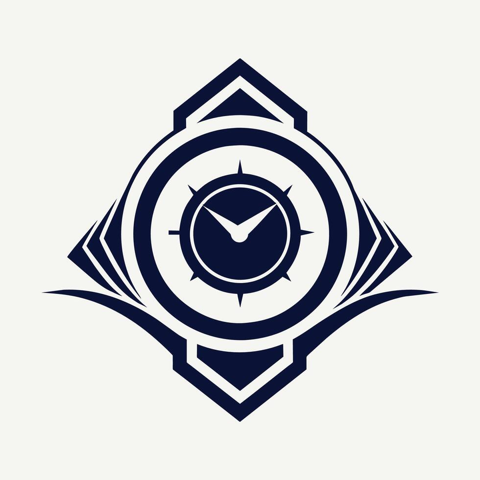 A clock placed centrally inside a circle, minimalistic design for a