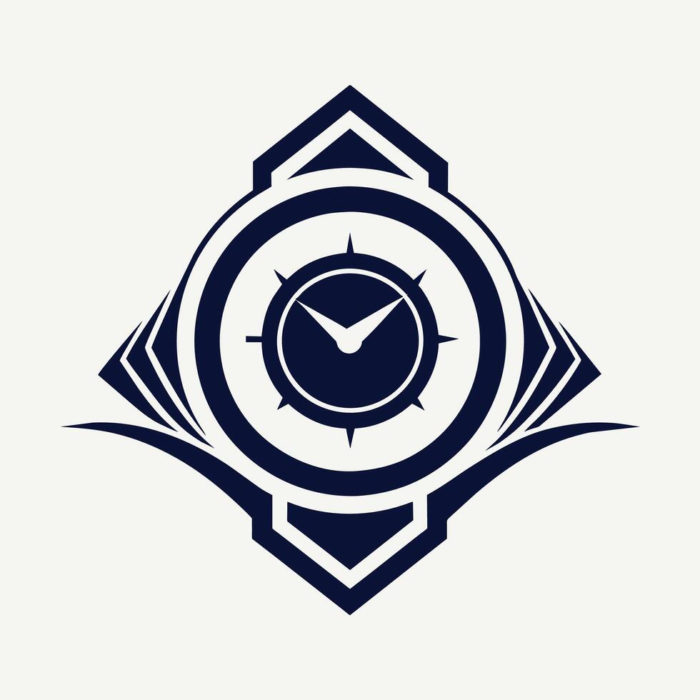 A clock placed centrally inside a circle, minimalistic design for a luxury watch company logo, Develop a minimalist logo for a luxury watch company that conveys craftsmanship and excellence vector