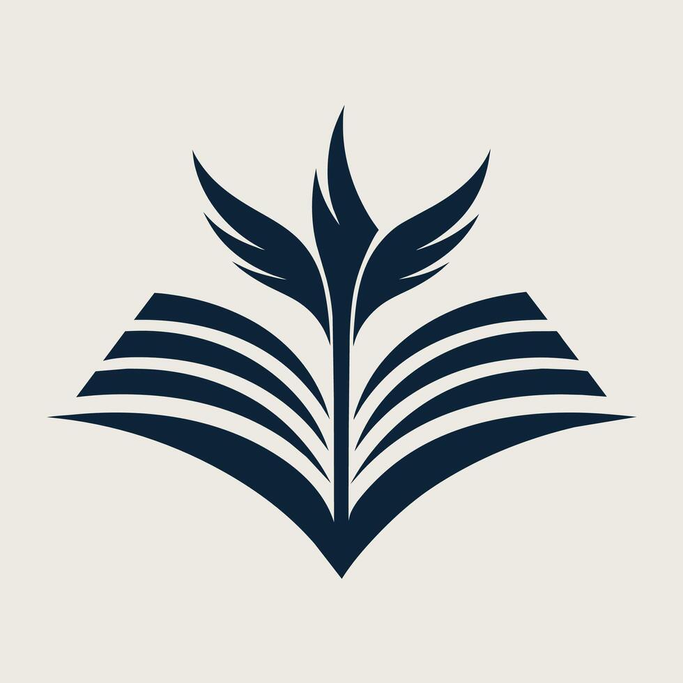 A leaf rests on top of a closed book, showcasing a simple yet elegant composition, Design a sleek and sophisticated logo for a literary organization vector