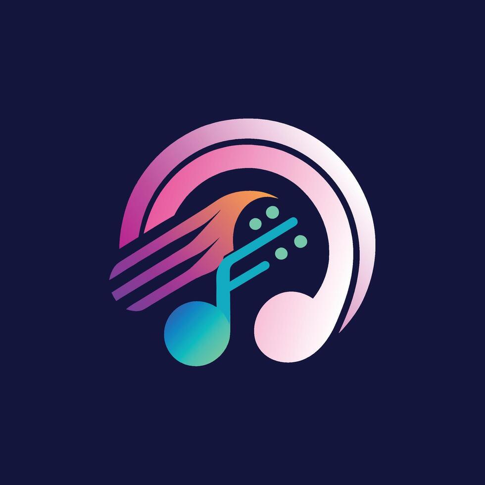 A sleek logo design for a music streaming service, featuring a central musical note surrounded by a music-themed design, Design a sleek and simple logo for a music streaming service vector