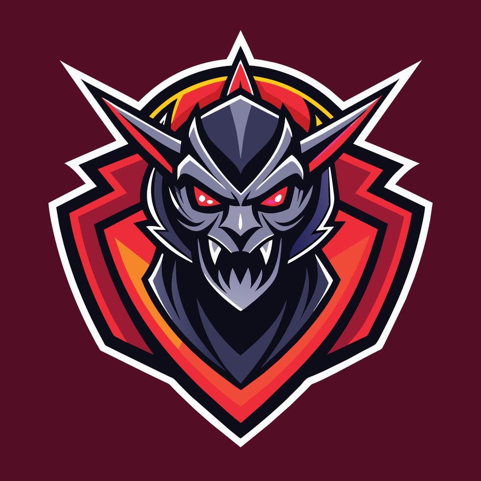 A minimalist logo of a demon mascot with intense red eyes and a menacing look, Generate a minimalistic logo for an esports team, minimalist simple modern logo design vector