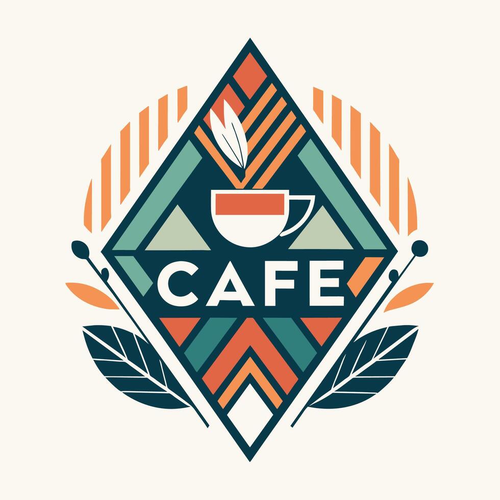 A logo featuring a stylized cup of coffee for a cafe brand identity, Explore geometric shapes and patterns for a sleek cafe logo design vector