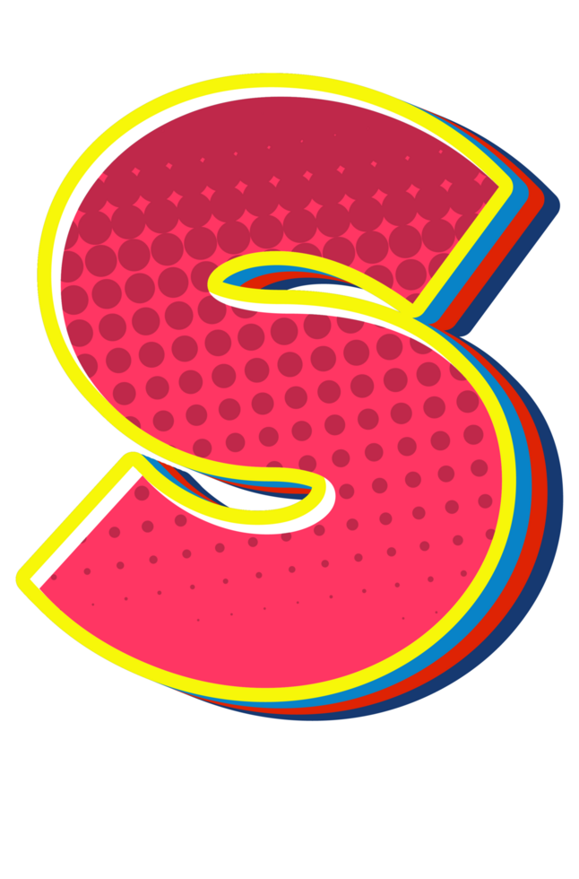 Comic Halftone Alphabet Letter and Number png
