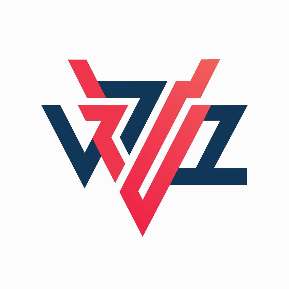 Red and blue logo featuring the letters WZ in a creative and stylish typography, Experiment with typography to create a logo that is both minimalist and memorable vector