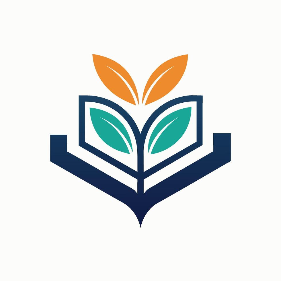 A book with leaves arranged on top of its cover, Logo design for a tutoring service, minimalist simple modern logo design vector