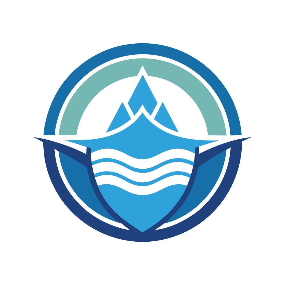 Minimalist emblem logo design for a water company, featuring symbolic elements related to water and sustainability, Develop a minimalist emblem for a charity supporting clean water initiatives vector