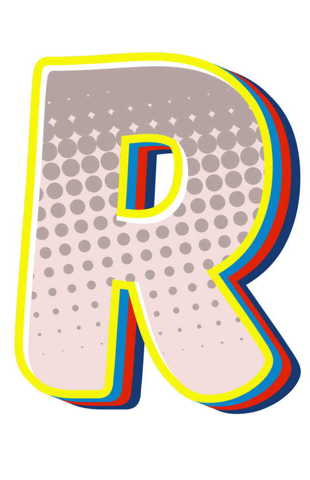 Comic Halftone Alphabet Letter and Number png