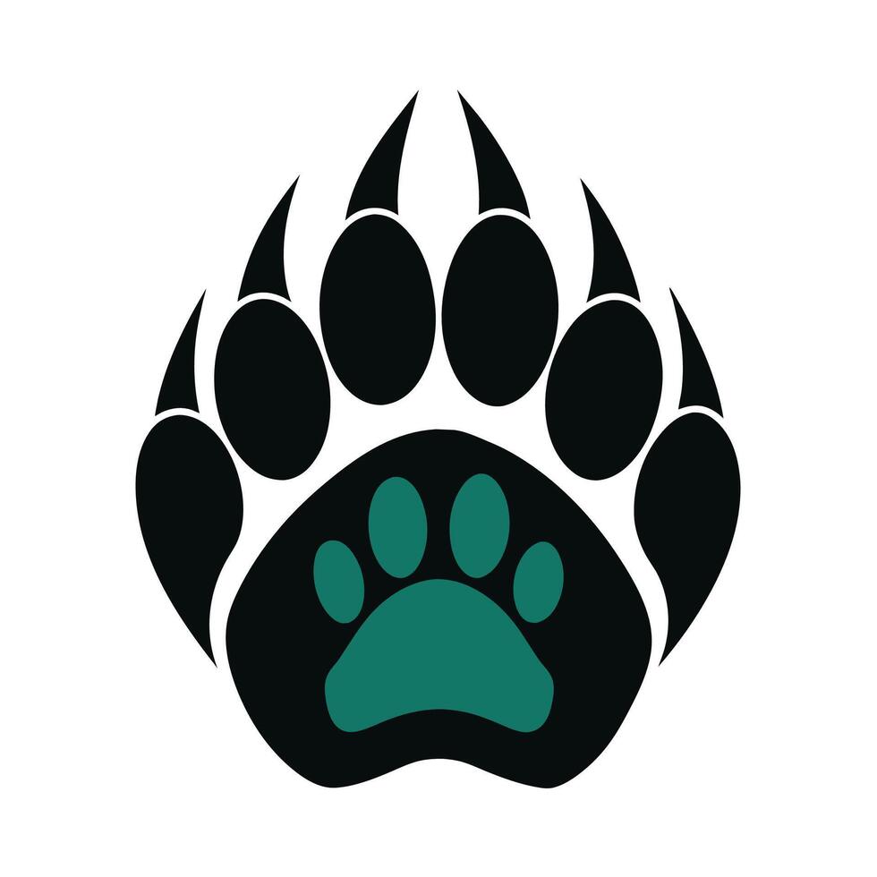 un minimalista negro y verde oso pata impresión soportes fuera en contra un blanco fondo, minimalista oso pata imprimir, minimalista sencillo moderno logo diseño vector