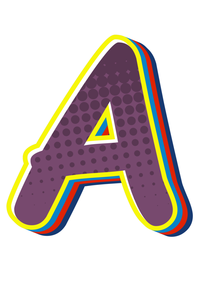 Comic Halftone Alphabet Letter and Number png