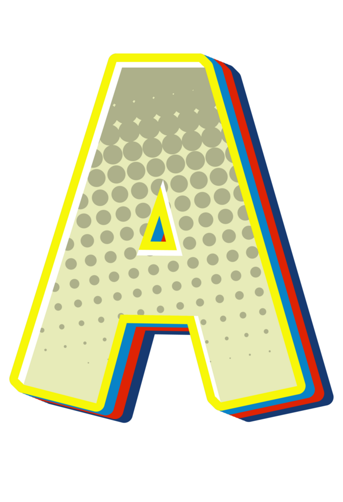 Comic Halftone Alphabet Letter and Number png