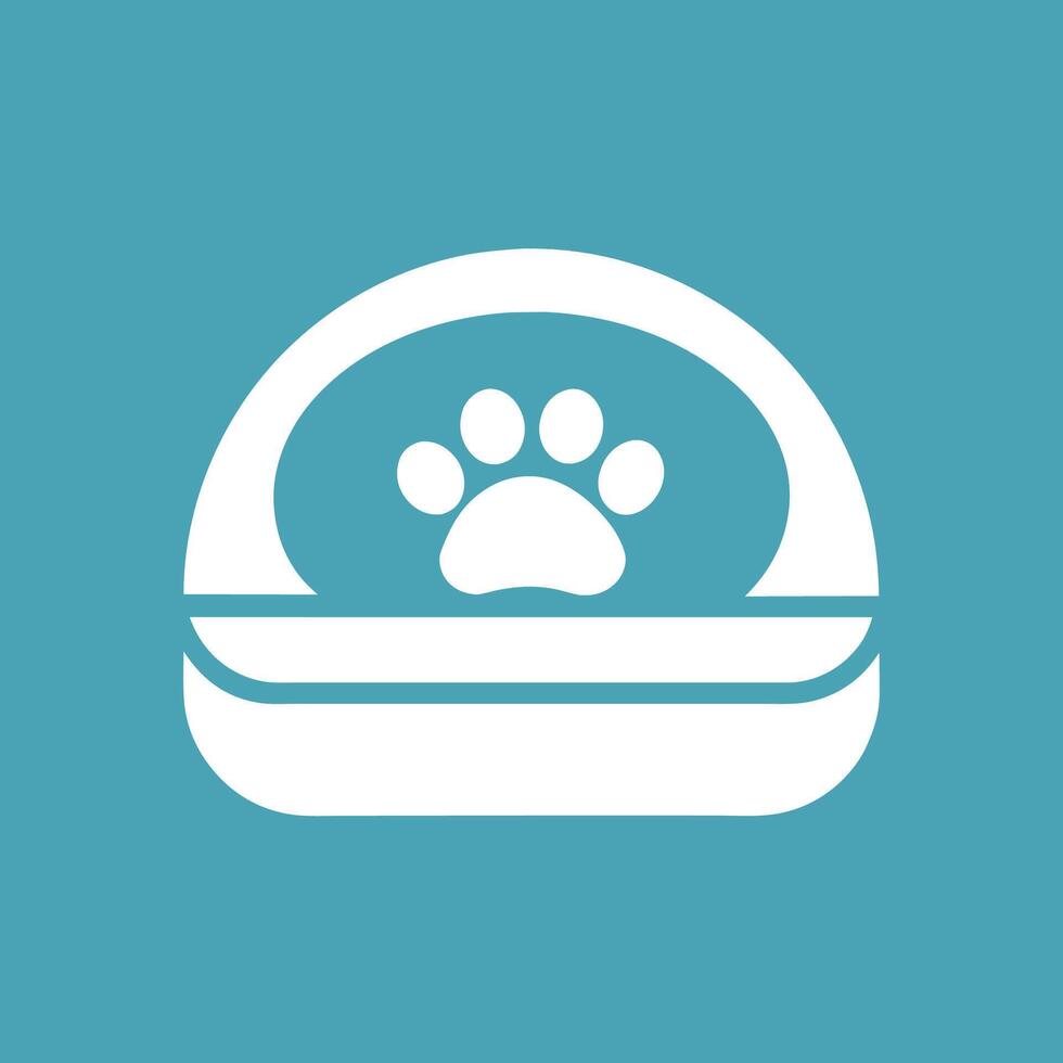 un perros pata es metido en parte superior de un hamburguesa, demostración Interacción Entre el mascota y el alimento, pulcro líneas formando el forma de un mascota cama, minimalista sencillo moderno logo diseño vector