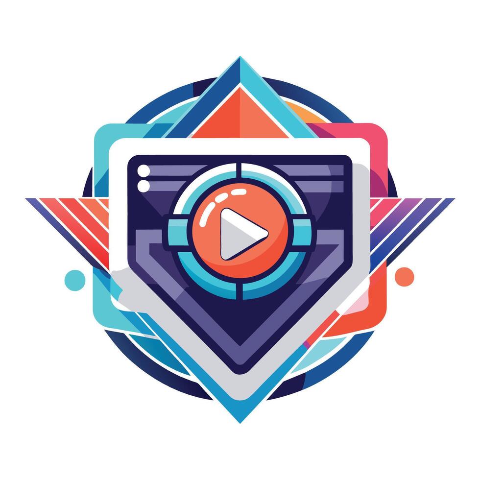 A vibrant logo featuring a play button symbol, designed for digital content, Digital Logo Design Template vector