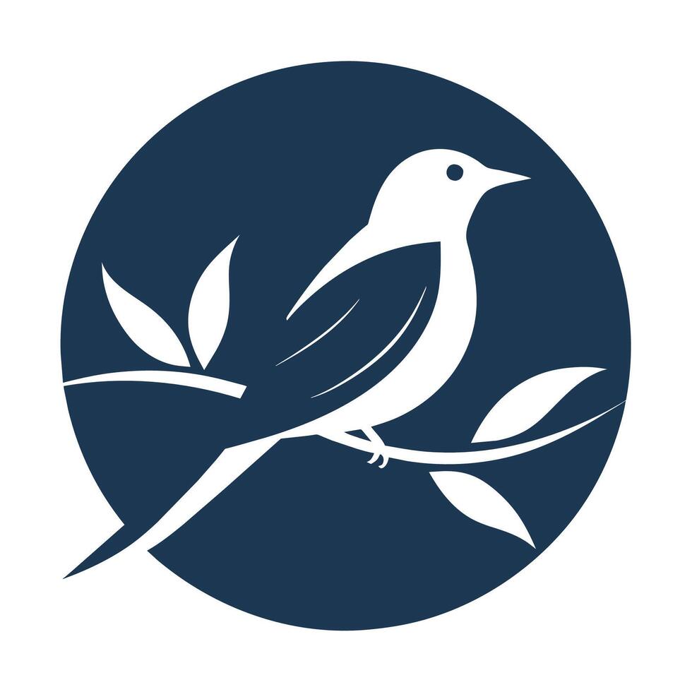 silueta de un pájaro encaramado en un rama en contra el cielo, silueta de un pájaro encaramado en un rama, minimalista sencillo moderno logo diseño vector