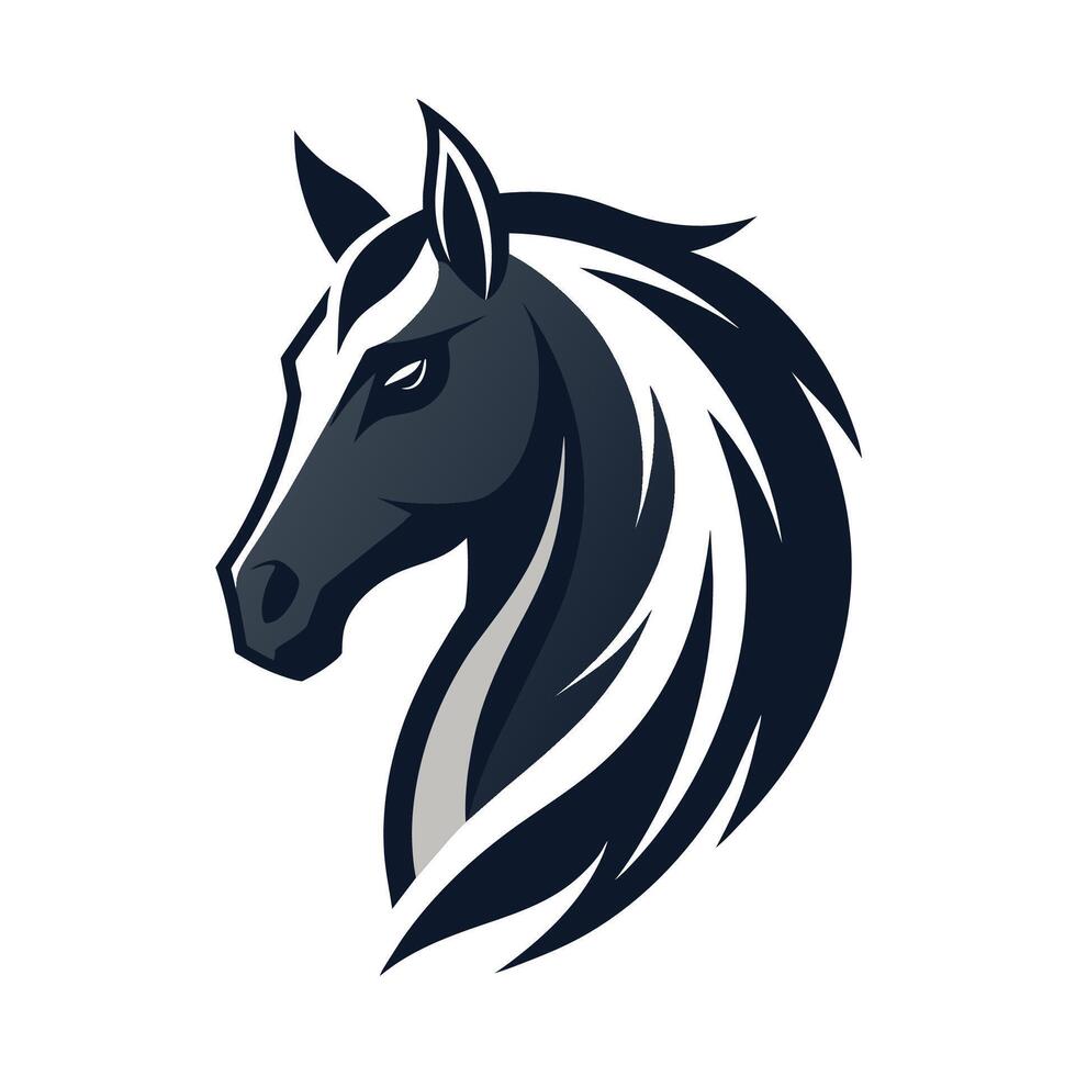 un caballos cabeza mostrando un largo melena en un pulcro y minimalista silueta, pulcro y minimalista caballo cabeza silueta, minimalista sencillo moderno logo diseño vector