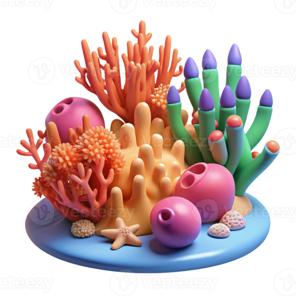 cute 3d corals and reefs icon png