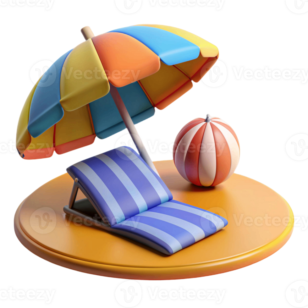 3d icon illustration of beach chair png