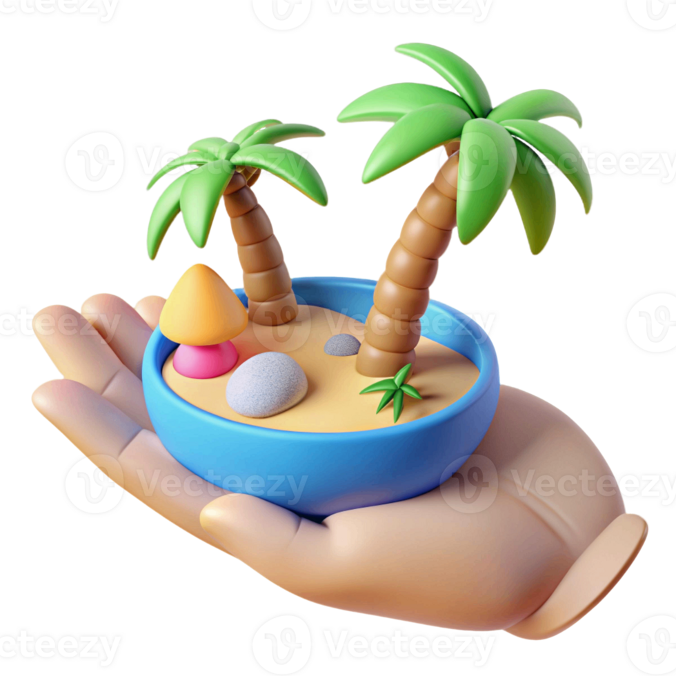 carino 3d mano Tenere spiaggia icona png