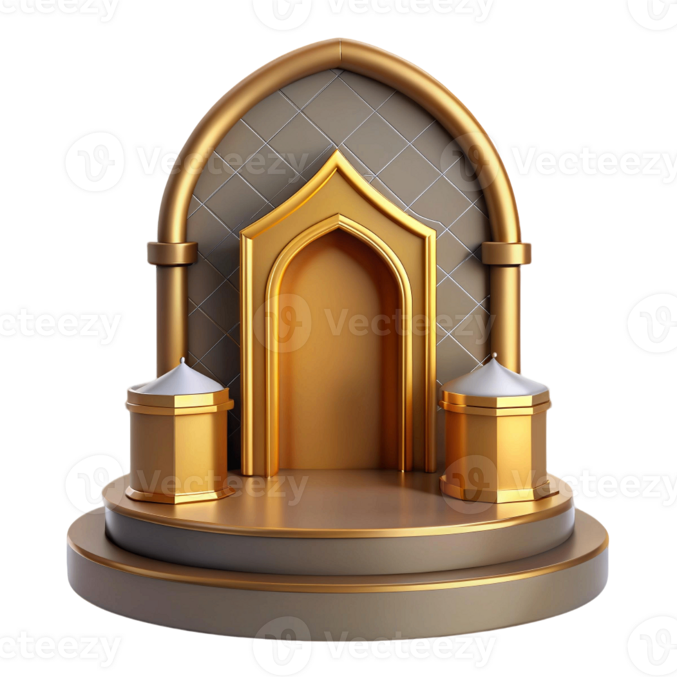 cute 3d of luxury islamic podium png