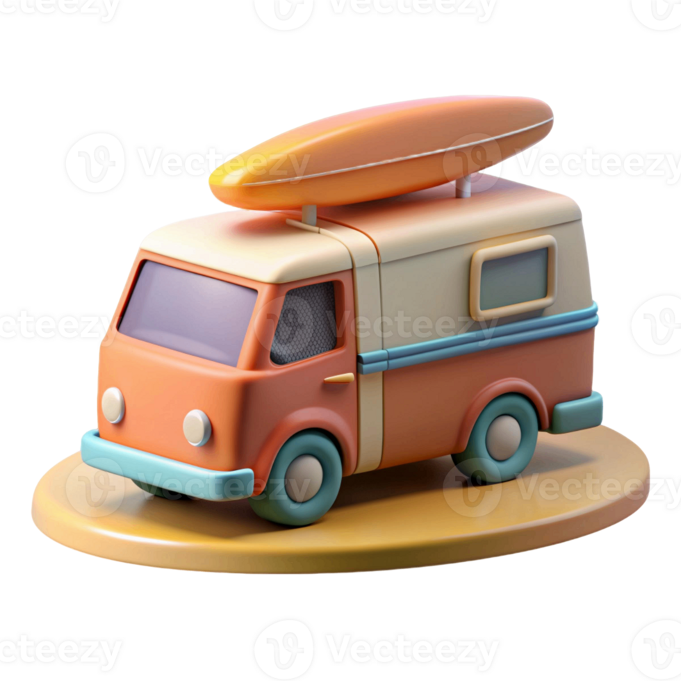 3d icono ilustración de camper camioneta png