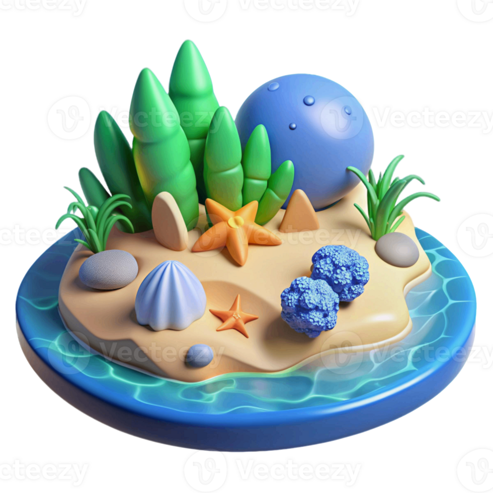 cute 3d beach icon png