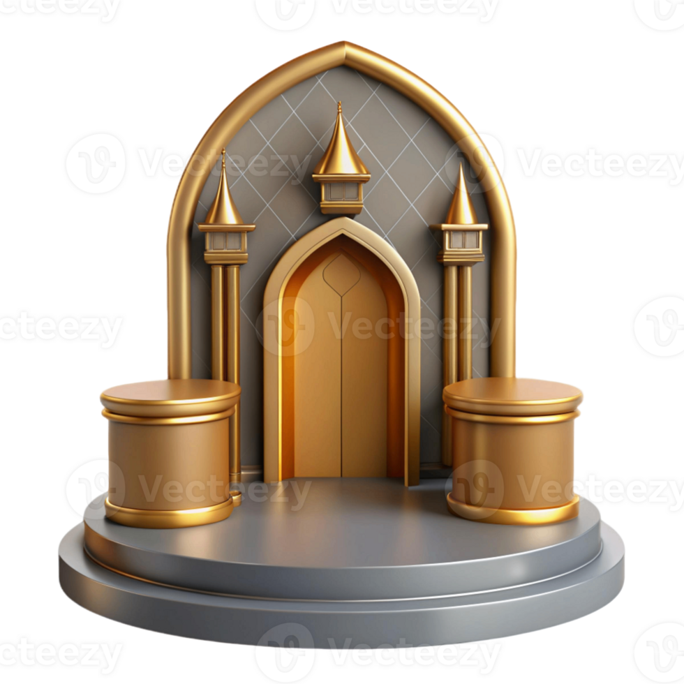cute 3d of luxury islamic podium png