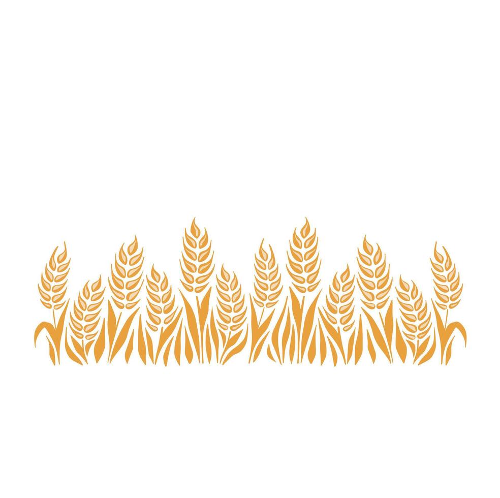 Seamless food pattern with wheat, oat, barley, rye, wheat ears stalks silhouette on white background and place for text. illustration vector