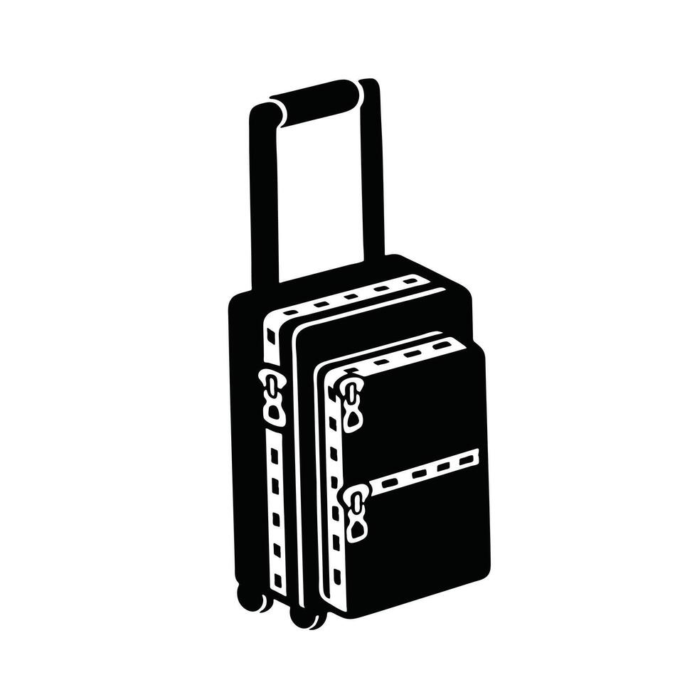 aislado y silueta de viaje bolsa, equipaje maleta. ilustración vector