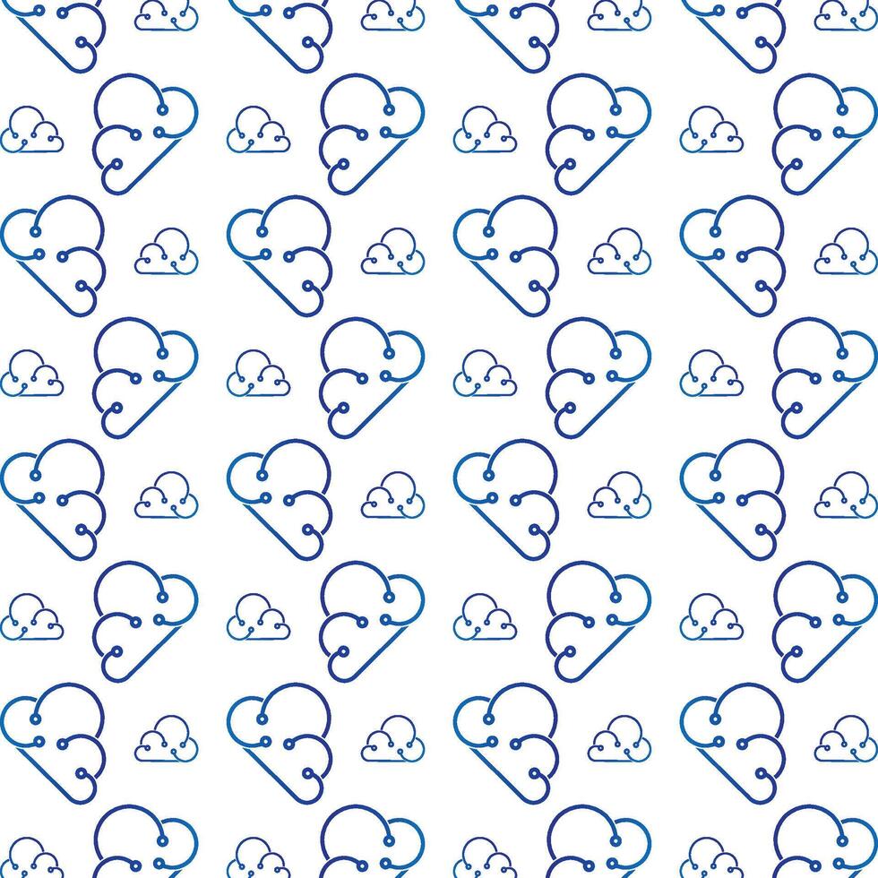 Cloud tech weird trendy multicolor repeating pattern illustration background design vector