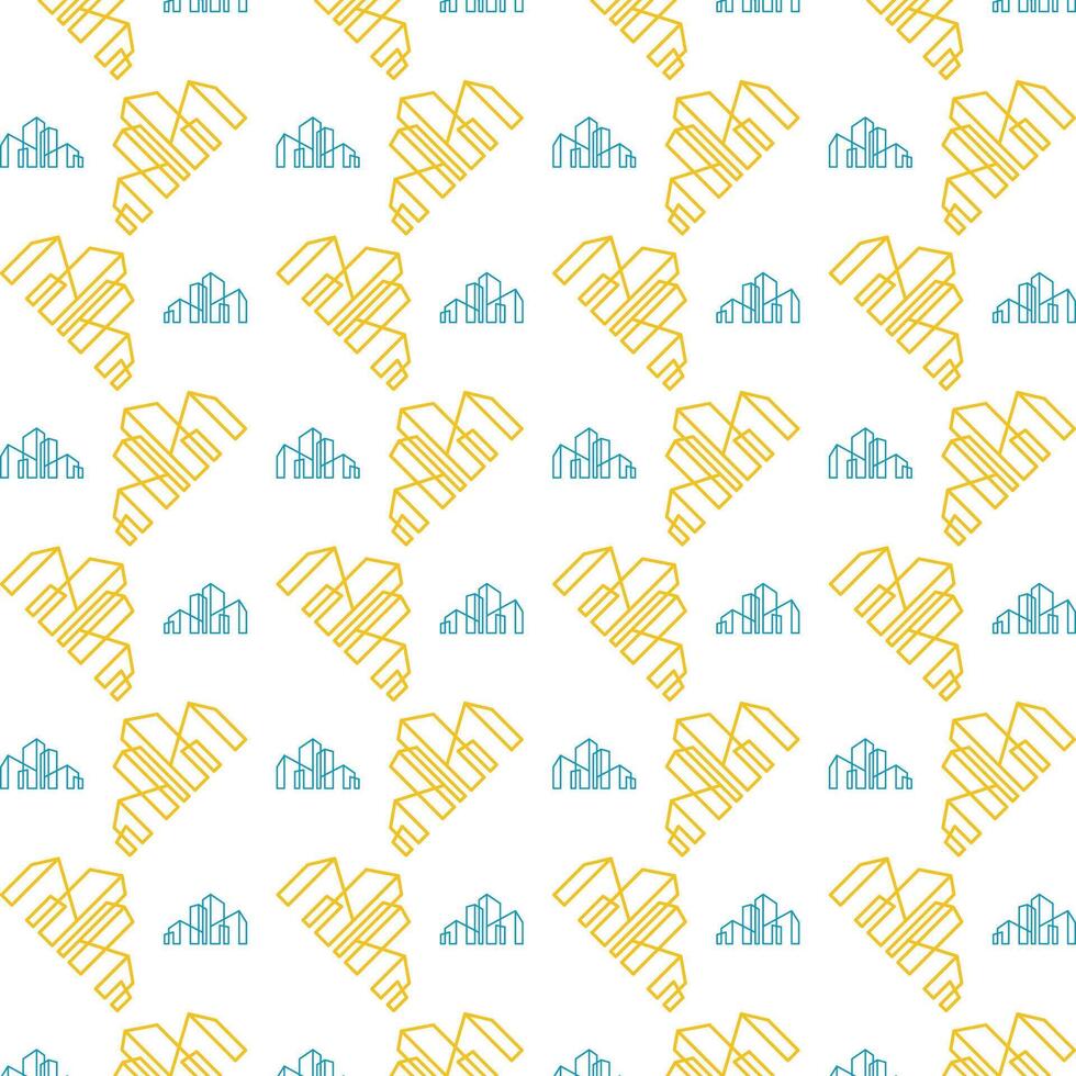 Building outline weird trendy multicolor repeating pattern illustration background design vector