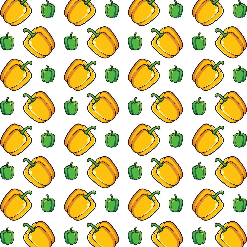 Bell peppers famous trendy multicolor repeating pattern illustration design vector