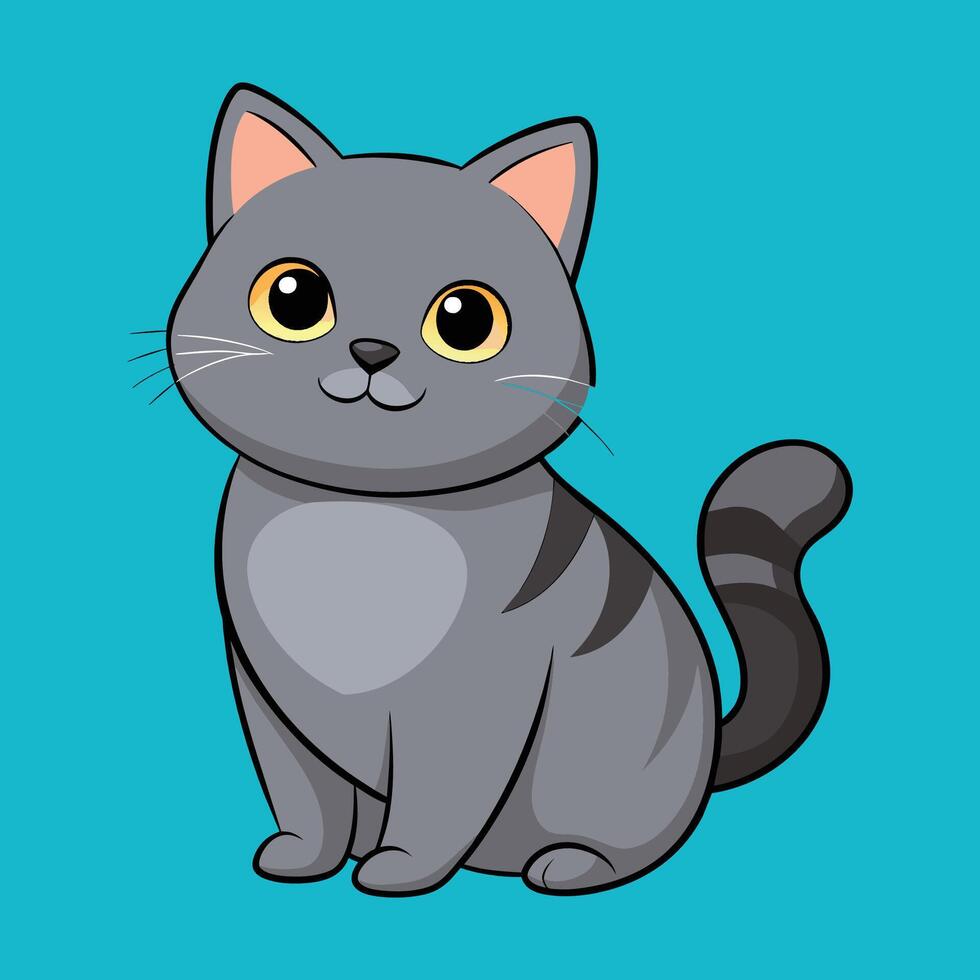 British shorthair cat cartoon animal illustration vector