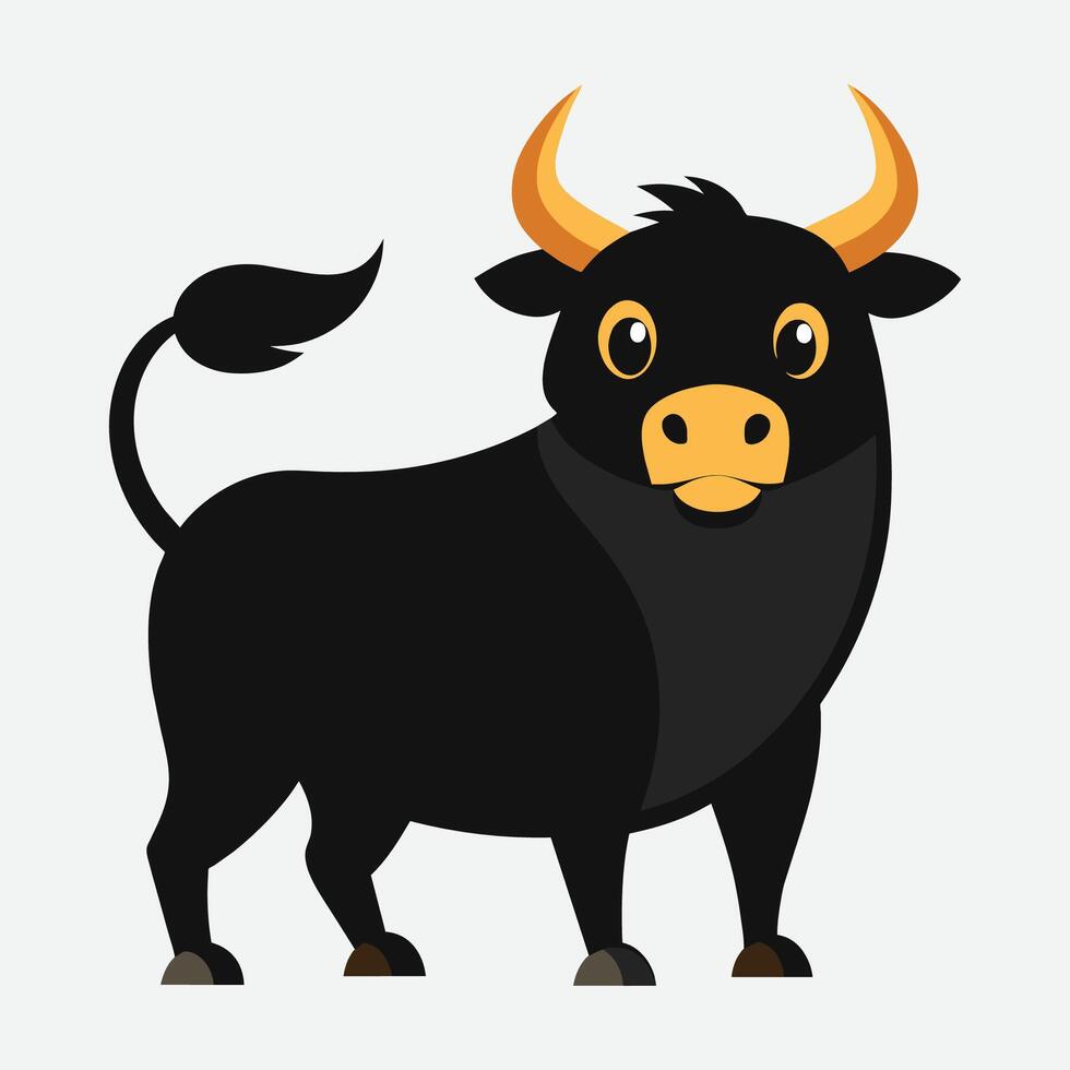 black bull cartoon animal illustration vector