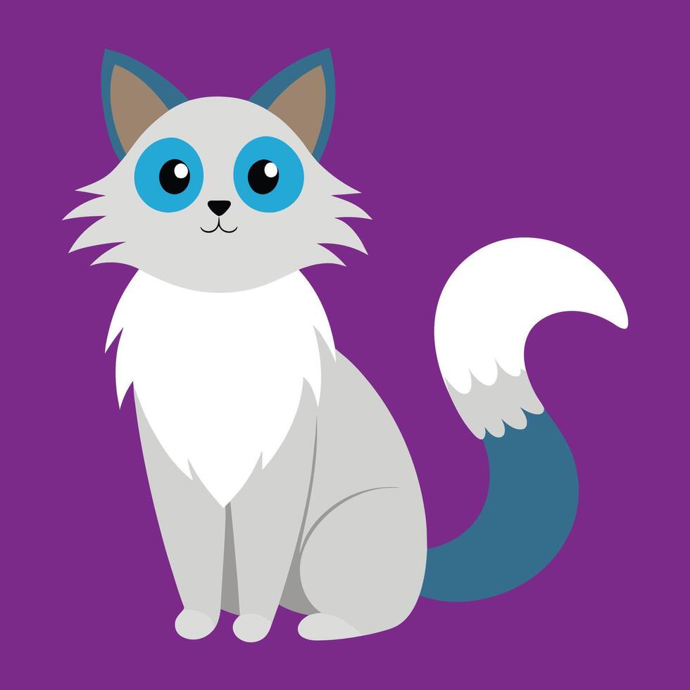 ragdoll cat cartoon animal illustration vector